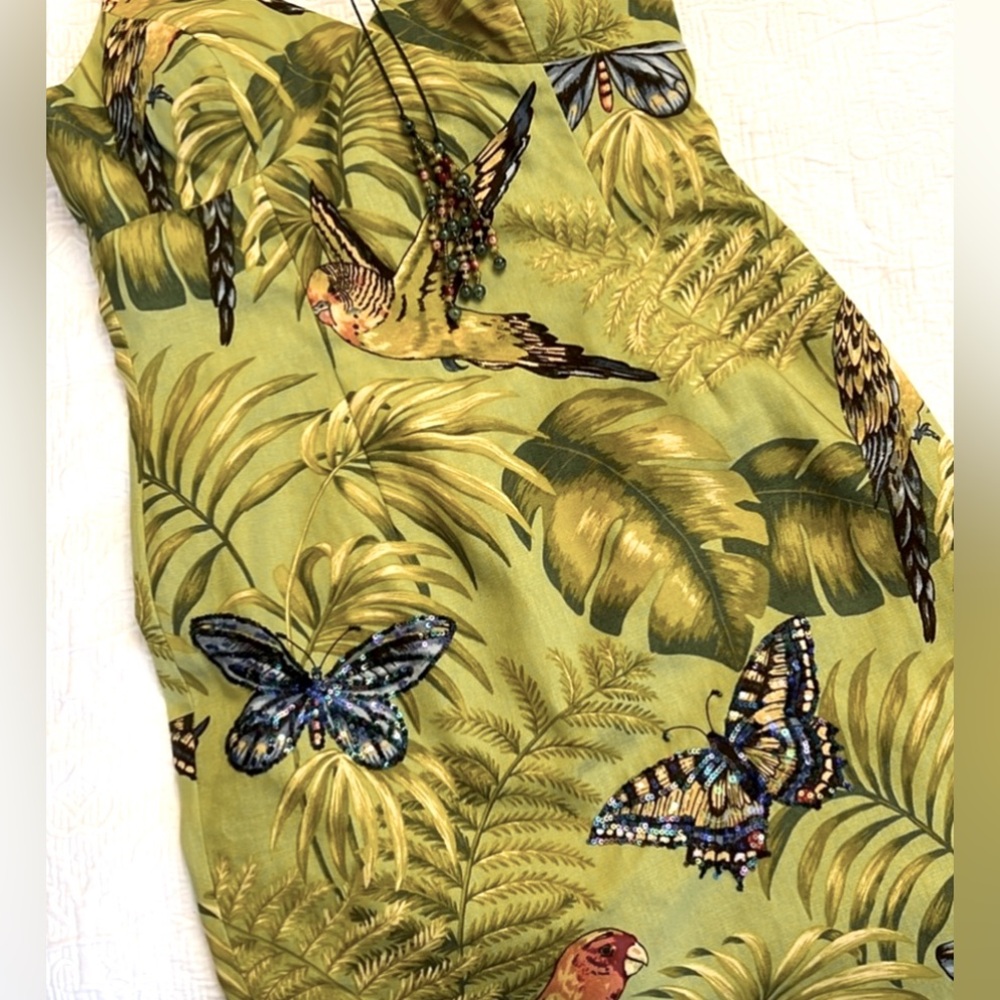 Muse Tropical Embellished Cotton Sundress NWOT